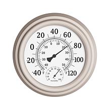 Nature Spring Silver Clock Thermometer Hygrometer - Silver