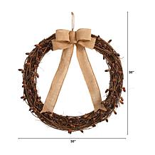 Nearly Natura 30” Fall Acorn and Decorative Bow Autumn Wreath
