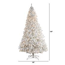 Nearly Natural 10' White Artificial Christmas Tree with 800 LED Lights