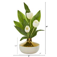 Nearly Natural 18" Tulip Artificial Arrangement in an Elegant Vase