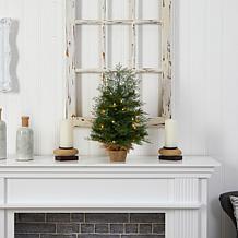 Nearly Natural 2 Ft. Christmas Tree in Burlap Base with 35 Lights