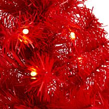 Nearly Natural 2' Red Artificial Christmas Tree with 35 LED Lights