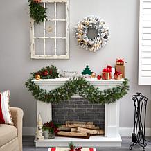 Nearly Natural 20 in. Flocked Artificial Christmas Wreath with 35 LED