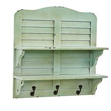 Nearly Natural 20" Vintage Window Shutter Shelving Wall Decor w/Hooks