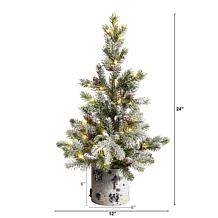Nearly Natural 24” Flocked Christmas  Tree with 30 LED lights