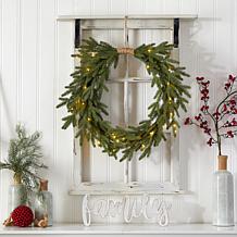 Nearly Natural 24 in. Holiday Christmas Pre-lit Cascading Pine Wreath