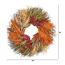 Nearly Natural 26 in. Sorghum Harvest Artificial Wreath