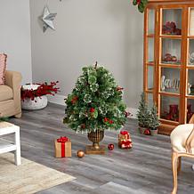 Nearly Natural 3 Ft. Holiday Pre-Lit Christmas Plant with 100 LED