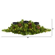 Nearly Natural 30-in. Christmas Pine Triple Candelabrum with Lights