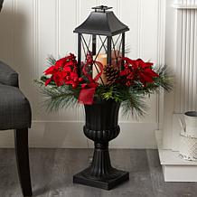 Nearly Natural 33” Christmas Berries and Poinsettia with Large Lantern