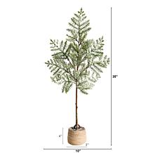 Nearly Natural 35'' Frosted Pine  Christmas Tree in Decorative Planter