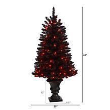 Nearly Natural 4 Ft. Black Halloween Tree with 100 Orange LED Lights