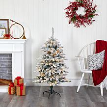 Nearly Natural 4 Ft. Flocked Christmas Tree with 150 LED