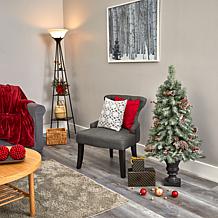 Nearly Natural 4 Ft. Frosted Christmas Tree with 100 Clear LED Lights