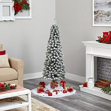 Nearly Natural 5 Ft. Flocked Pencil Artificial Christmas Tree
