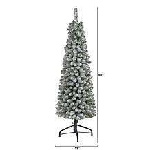 Nearly Natural 5 Ft. Flocked Pencil Artificial Christmas Tree