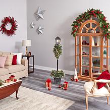 Nearly Natural 5 Ft. Pre-lit Decorated Lamp Post with 50 LED Lights