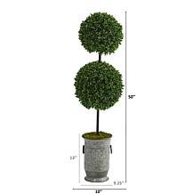 Nearly Natural 50” Boxwood Artificial Topiary MetalPlanter UVResistant