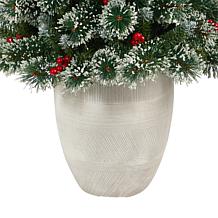 Nearly Natural 50 in. Frosted Pine Christmas Tree with 100 Lights