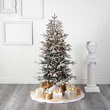 Nearly Natural 5.5 Ft. Artificial Flocked Spruce Lit Christmas Tree