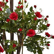 Nearly Natural 5.5' Rose Topiary Tree with Farmhouse Planter