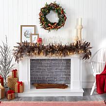 Nearly Natural 6' Flocked Artificial Christmas Garland with 50 Lights