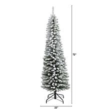 Nearly Natural 6 Ft. Flocked Pencil Artificial Christmas Tree