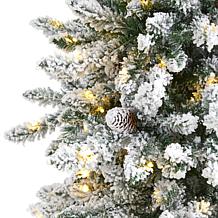 Nearly Natural 6.5 Ft. Flocked Christmas Tree with 300 LED
