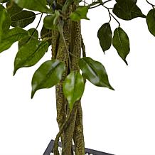 Nearly Natural 6.5 ft. UV Resistant Ficus Tree with Slate Planter