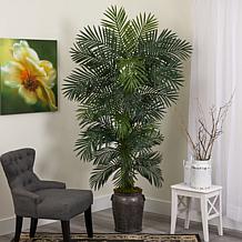 Nearly Natural 6.5’ Golden Cane Artificial Palm Tree in Metal Planter