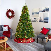 Nearly Natural 8' Pine Artificial Christmas Tree w/ Berries & 700 LEDs