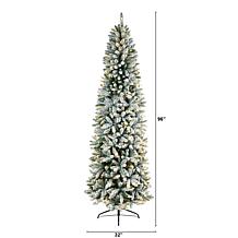 Nearly Natural 8’ Slim Flocked Montreal Fir  Christmas Tree