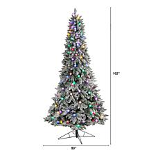 Nearly Natural 8.5' Flocked Mountain Fir Tree with 120 Lights