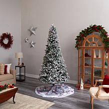 Nearly Natural 8.5' Flocked Mountain Fir Tree with 120 Lights