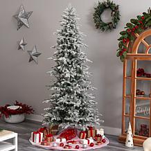 Nearly Natural 8.5 Ft. Slim Flocked Spruce Tree with 500 LED Lights