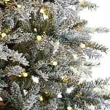 Nearly Natural 8.5 Ft. Slim Flocked Spruce Tree with 500 LED Lights