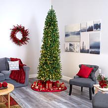 Nearly Natural 9 Ft. Slim Pine Christmas Tree with 600 LED Lights