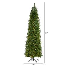 Nearly Natural 9 Ft. Slim Pine Christmas Tree with 600 LED Lights
