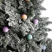Nearly Natural 9.5' Flocked Mountain Fir Tree with 150 Lights
