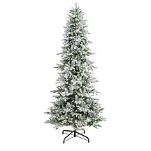 Nearly Natural 9.5 Ft. Slim Flocked Spruce Tree with 600 LED Lights