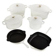 Neo 10-piece Cast Iron Cookware Set, White