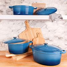 Neo 6-piece Cast Iron Dutch Oven Set with Lids, Blue