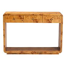 Netra Console Table with Natural Burl Wood and Storage