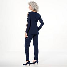 Nina Leonard 2-piece Moss Crepe Top and Pant Set