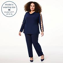 Nina Leonard 2-piece Moss Crepe Top and Pant Set
