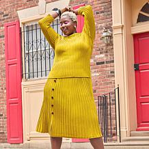 Nina Leonard 2-piece Ribbed Sweater Knit Top and Skirt Set