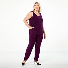 Nina Leonard 3-piece Sequined Button-Front Top, Tank and Pant Set
