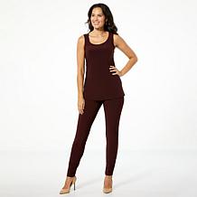 Nina Leonard 3-piece Sequined Button-Front Top, Tank and Pant Set