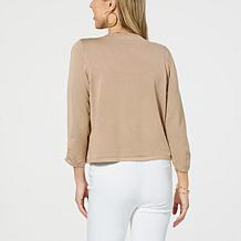 Nina Leonard 3/4-Sleeve Sweater Knit Bolero