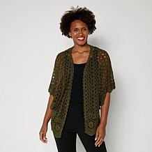 Nina Leonard Crochet Rectangle Cardigan | HSN